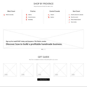The Nooks Canada homepage wireframe