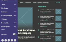 mockup of navigation menu solutions for the verge website